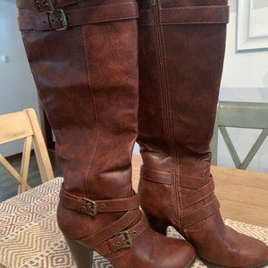Brown Full Length Boots Wide Calf